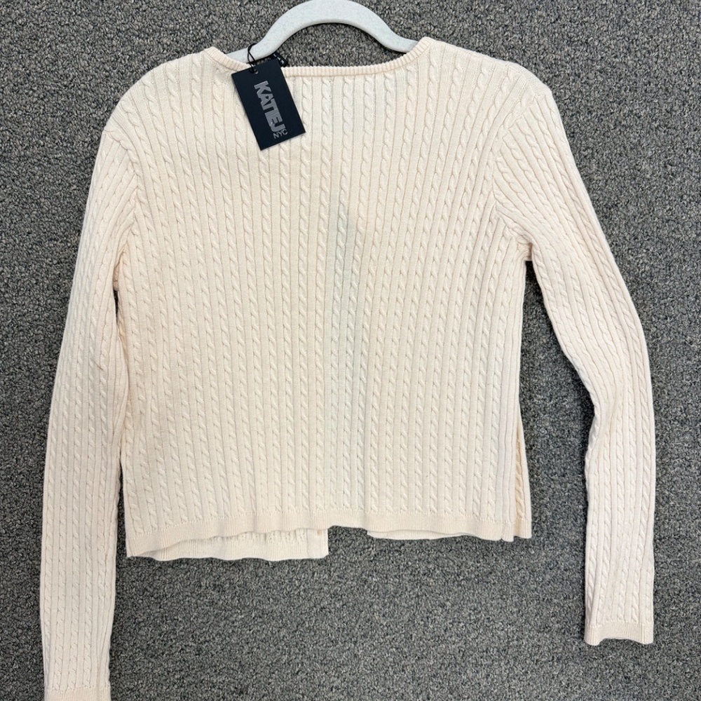NWT Katie J NYC Junior Cardigan "Rory" in Oatmeal - Picture 2 of 3